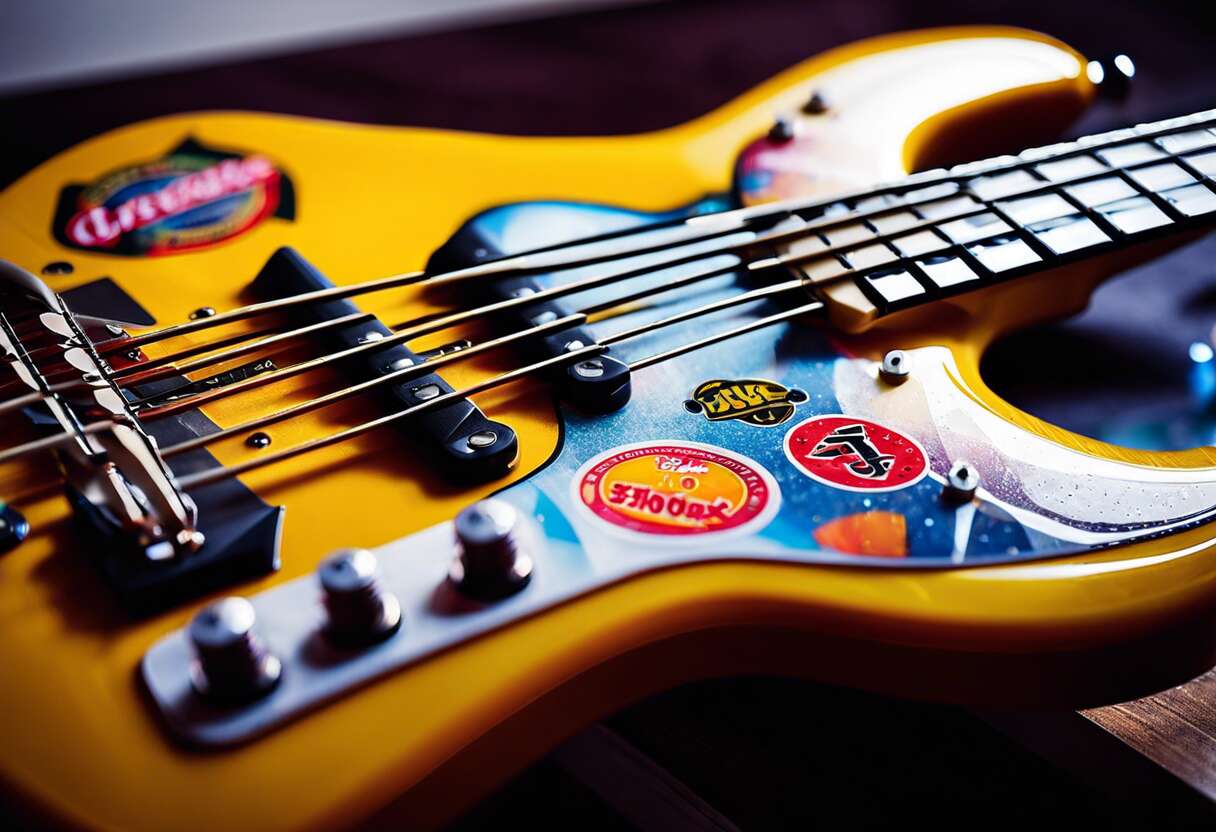Autocollants sur la guitare basse : avantages et précautions