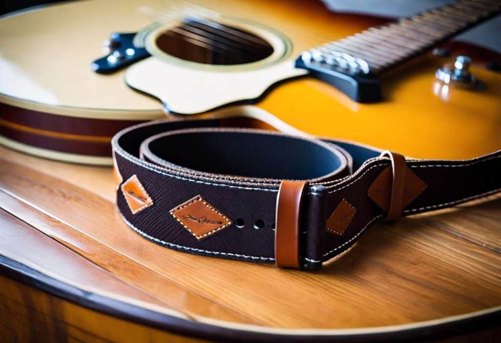 Sangle Guitare Rayzm Cuir Véritable Daim - 6,5cm Largeur, Réglable 108-140cm