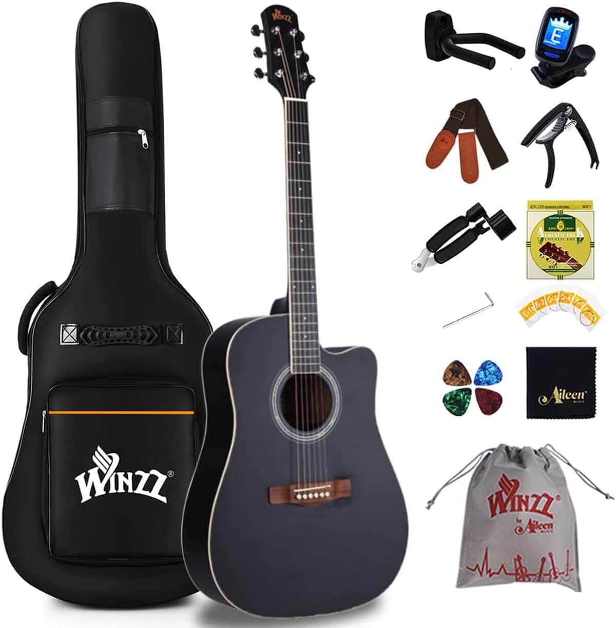 Test de la guitare acoustique Winzz 41 pouces : un set complet pour débutants