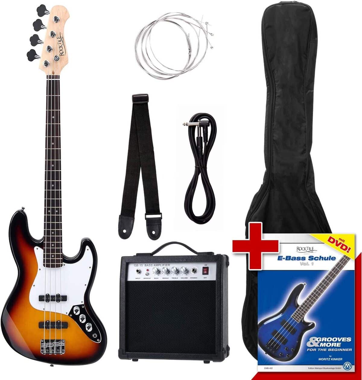 Test du rocktile groovers pack JB : basse électrique sunburst
