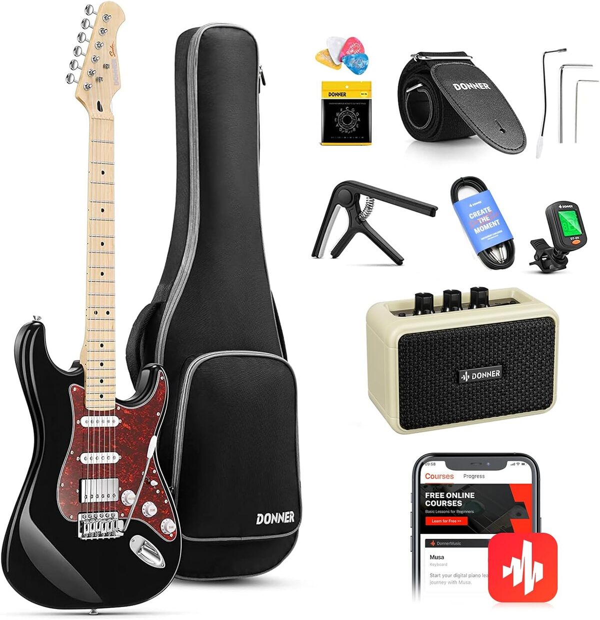 Test de la guitare électrique Donner DST-152B : performance et style en un pack complet