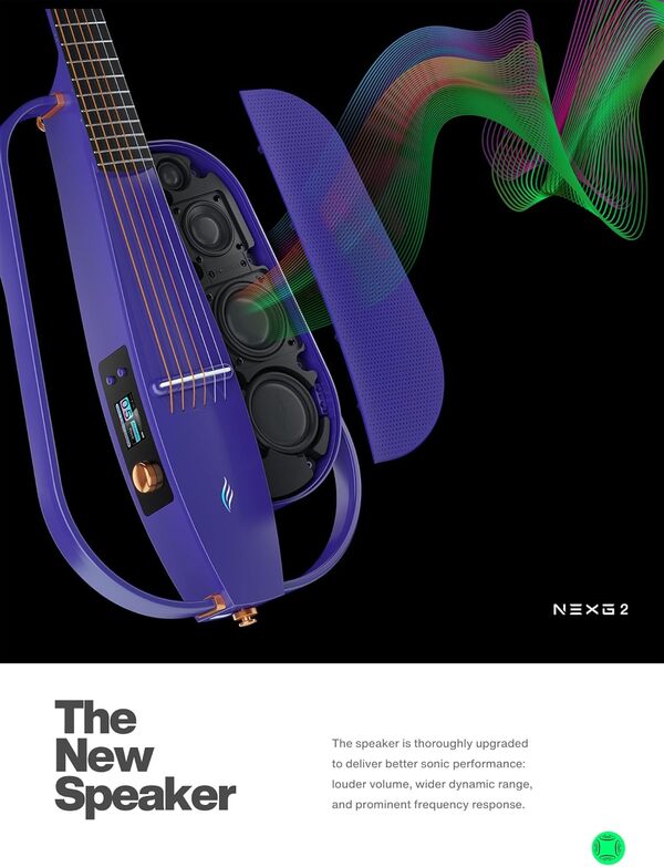 Enya NEXG2 Guitare Fibre Carbone - 38 Pouces Violet Guitare Électrique Acoustique Professionnelle Smart Silent Electric Guitar pour Adultes Enfants Débutant Voyage Concert Jouer et Chanter