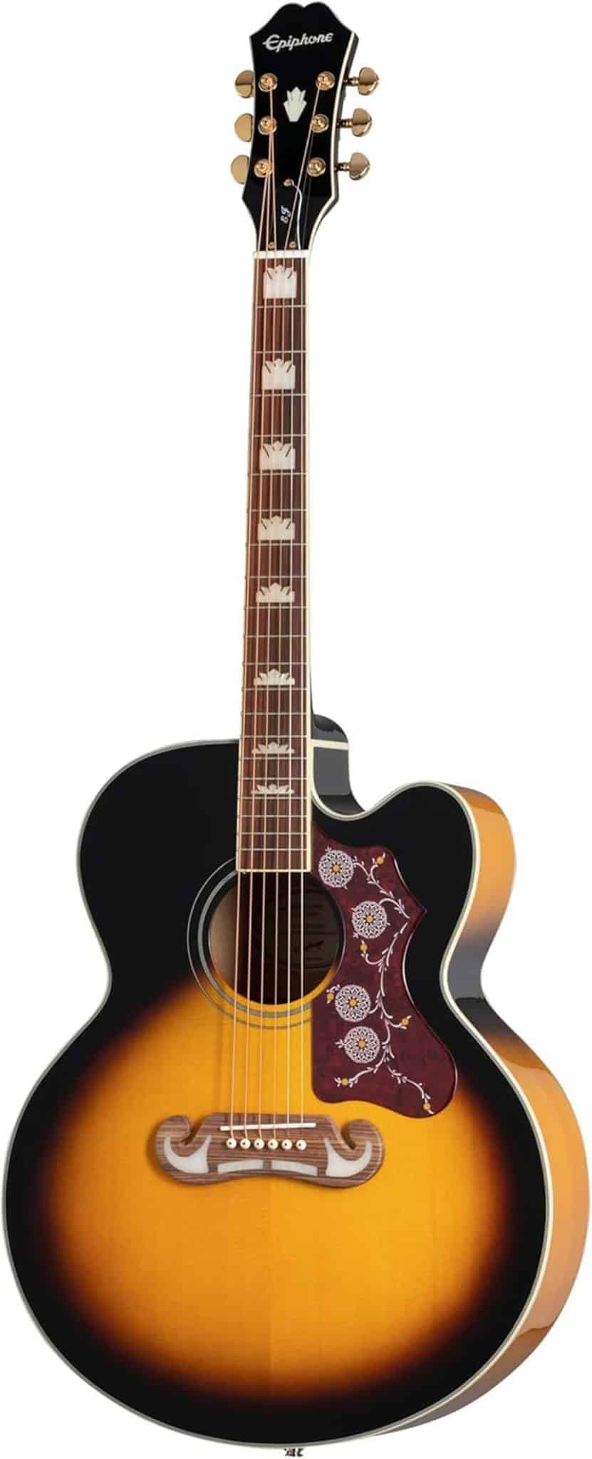Test de l'Epiphone EJ-200SCE : guitare électro-acoustique vintage sunburst