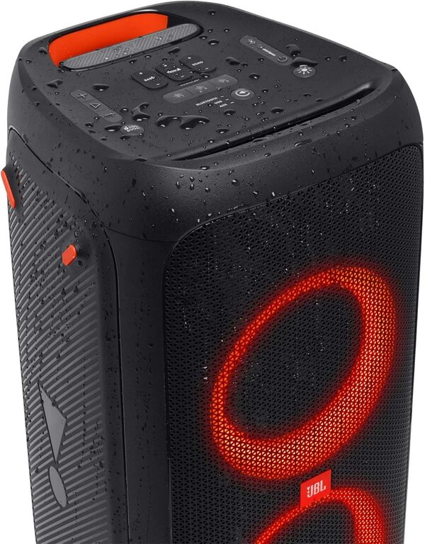 JBL PartyBox 310 – Enceinte Bluetooth portable de soirée au son puissant avec effets lumineux éblouissants – Prise USB & entrée jack pour guitare ou micro – Autonomie 18hrs – Noir