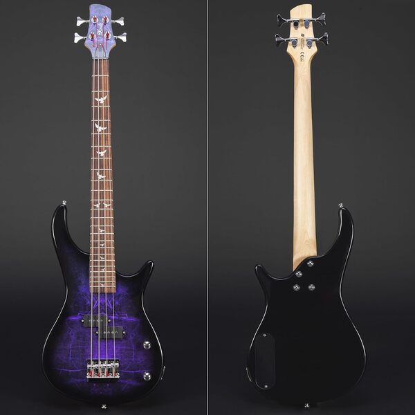 Lindo PDB Guitare basse électrique V2 Purple Dove à petite échelle | Légère (2,7 kg) | Facile à jouer | Idéale pour les débutants et les professionnels | Micros P-Bass | Touche en laurier massif |