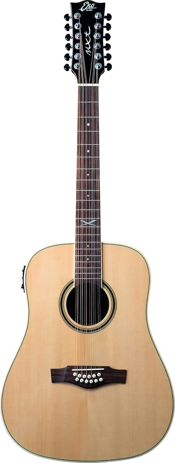 EKO GUITARS – NXT D100E XII NATURAL, Guitare Acoustique 12 Cordes, Table en Épicéa, Éclisses, Fond et Manche en Acajou, Touche en Roupanà Sud-Américain, Couleur Natural