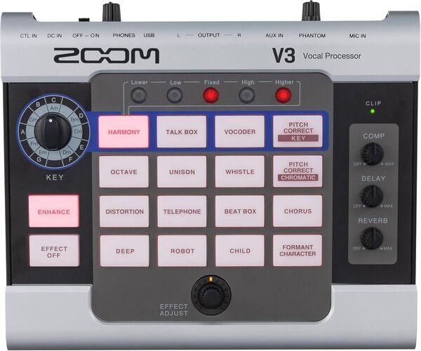 Zoom V3 Ensemble processeur vocal avec microphone cardioïde portable + casque + câble XLR de 6,1 m + câble d'instrument de 5,7 m + alimentation 9 V (7 articles)