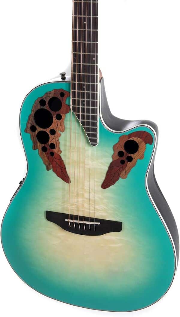 Ovation Guitare électro-acoustique Celebrity Elite Plus CE44X Mid Cutaway - Table en bois précieux - Corps en lyrachord mi-profond - Mintburst - CE44X-9B-G