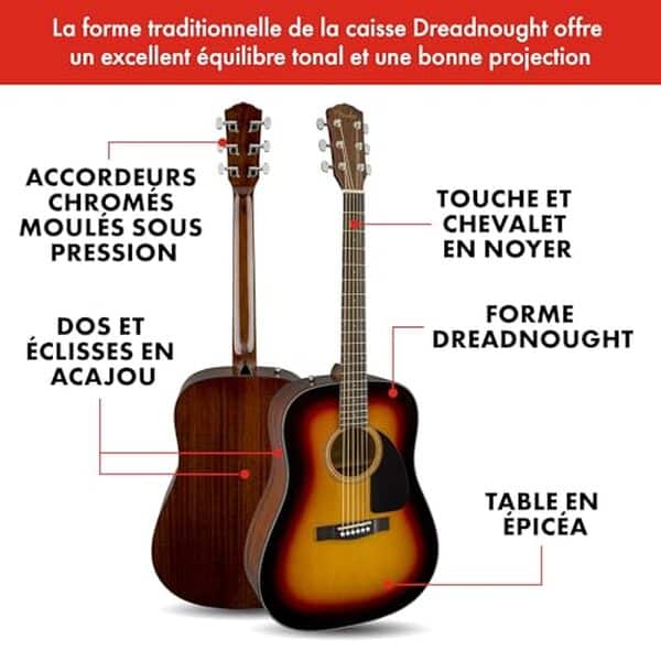 Découvrez le test détaillé de la Fender CD-60 Dreadnought V3 : performance, sonorité et rapport qualité-prix d'une guitare acoustique incontournable pour musiciens de tous niveaux