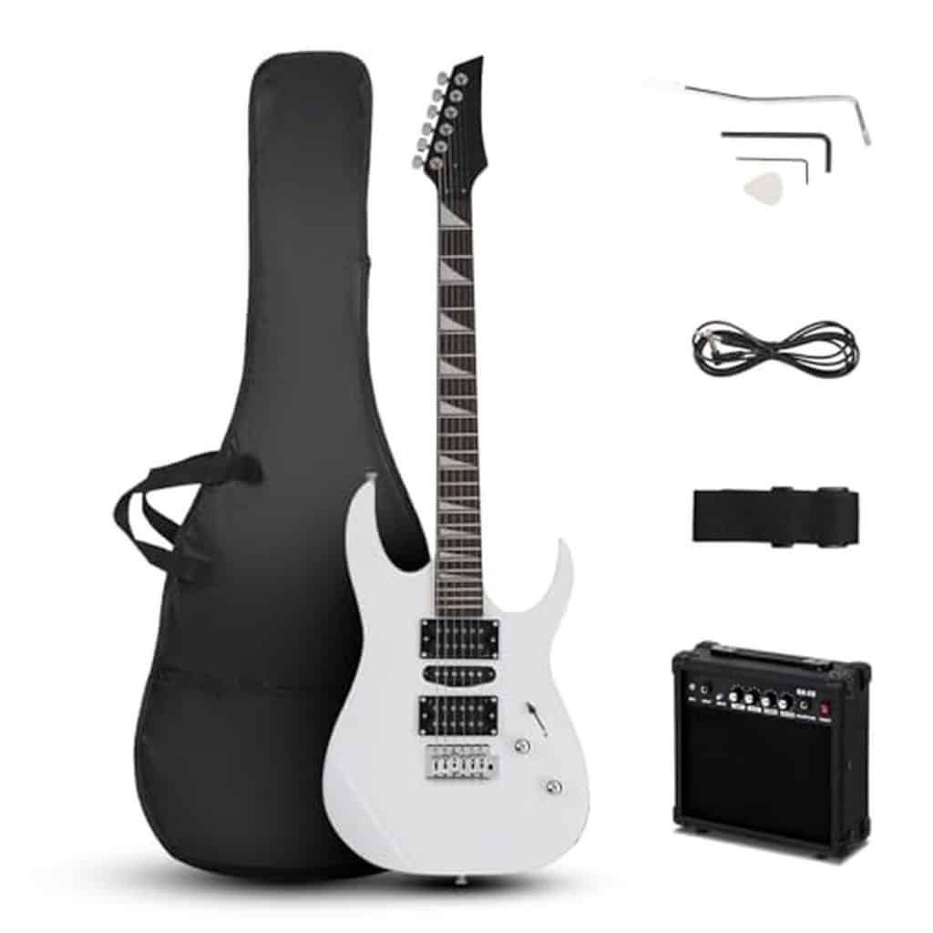 Test : ktaxon guitare électrique 99, 1 cm et ampli 20 W, modèle 170 blanc