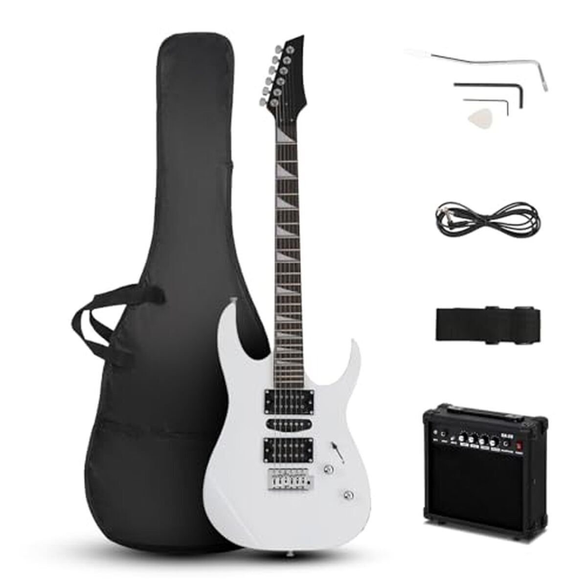 Test : ktaxon guitare électrique 99, 1 cm et ampli 20 W, modèle 170 blanc