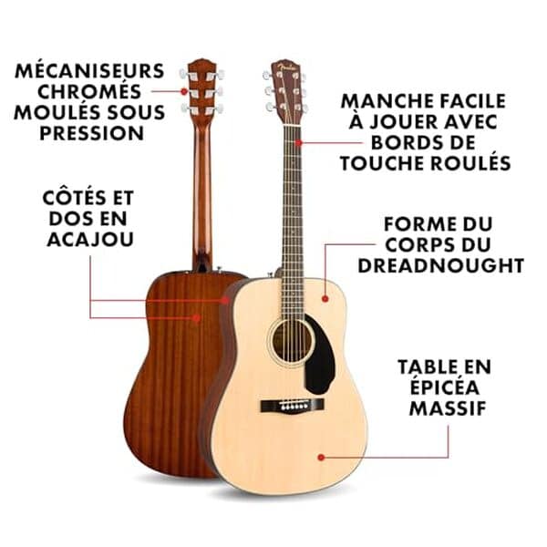 Découvrez notre test détaillé de la guitare acoustique Fender CD-60S et profitez de cours de musique gratuits pour enrichir votre expérience musicale.