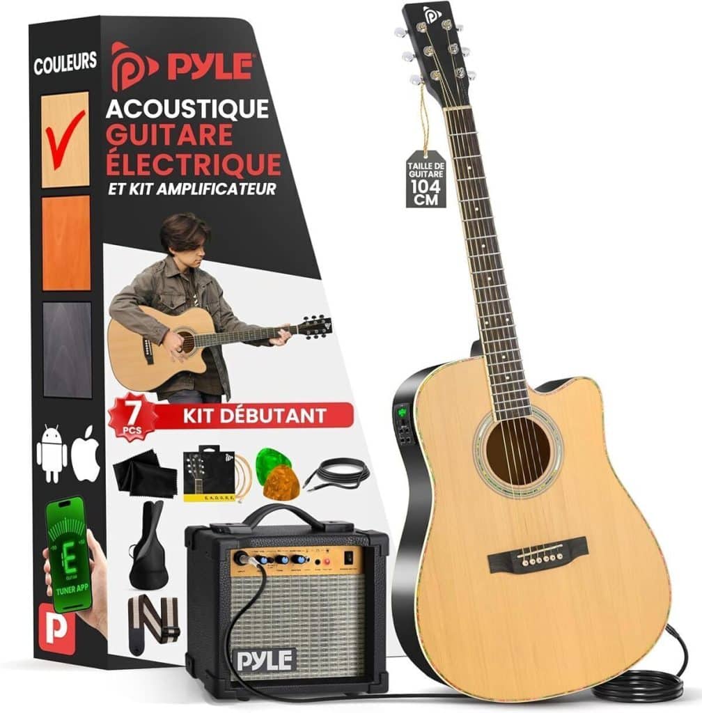 Test PYLE guitare électrique acoustique à pan coupé avec amplificateur