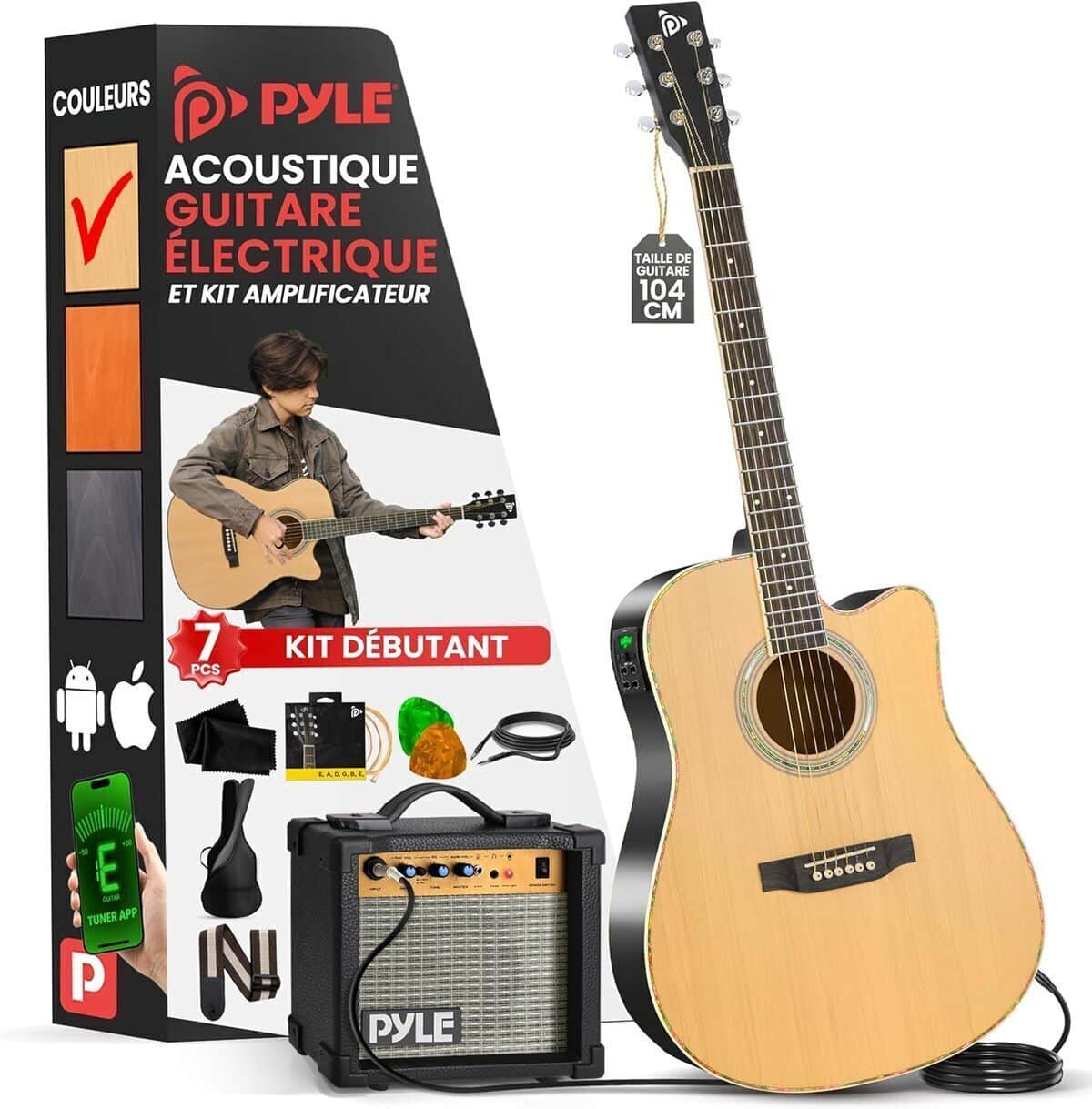 Test PYLE guitare électrique acoustique à pan coupé avec amplificateur