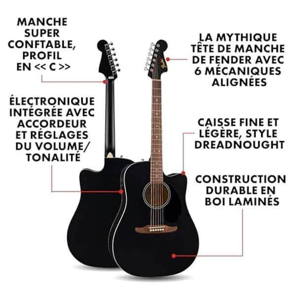 Découvrez notre test détaillé de la Fender CA Debut Redondo, guitare acoustique électrique noire : qualité sonore, design et performances analysés pour vous. 