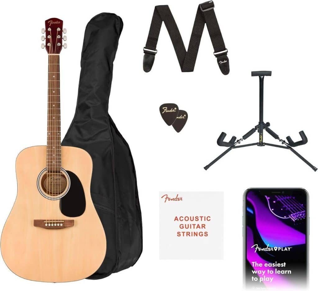 Test de la guitare acoustique Fender dreadnought kit pour débutants